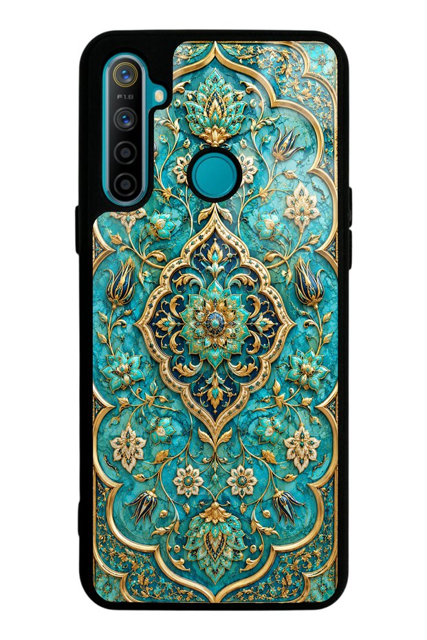 Realme 5I Glossy Phone Case with Turquoise Ottoman Jewel Design