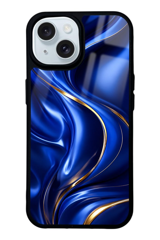 iPhone 15 Royal Sapphire Flow Design Glossy Phone Case
