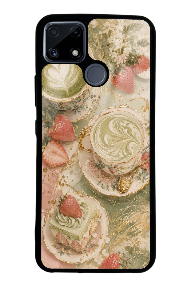 Realme C25 Glossy Phone Case with Sage Strawberry Matcha Design