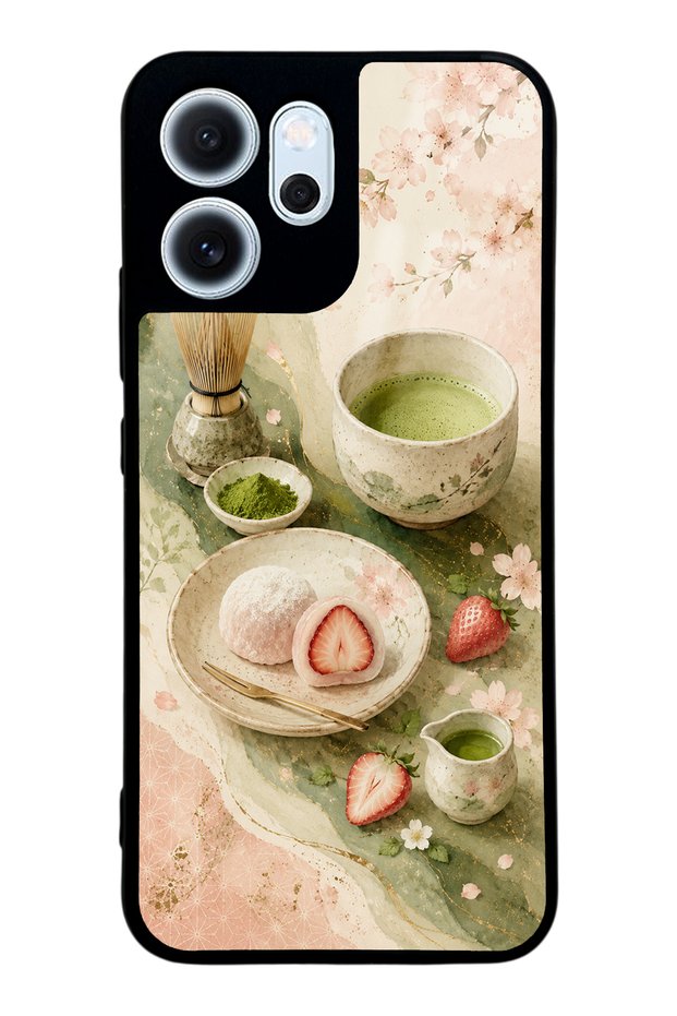 Oppo Reno 14F Sakura Matcha Mochi Design Glossy Phone Case