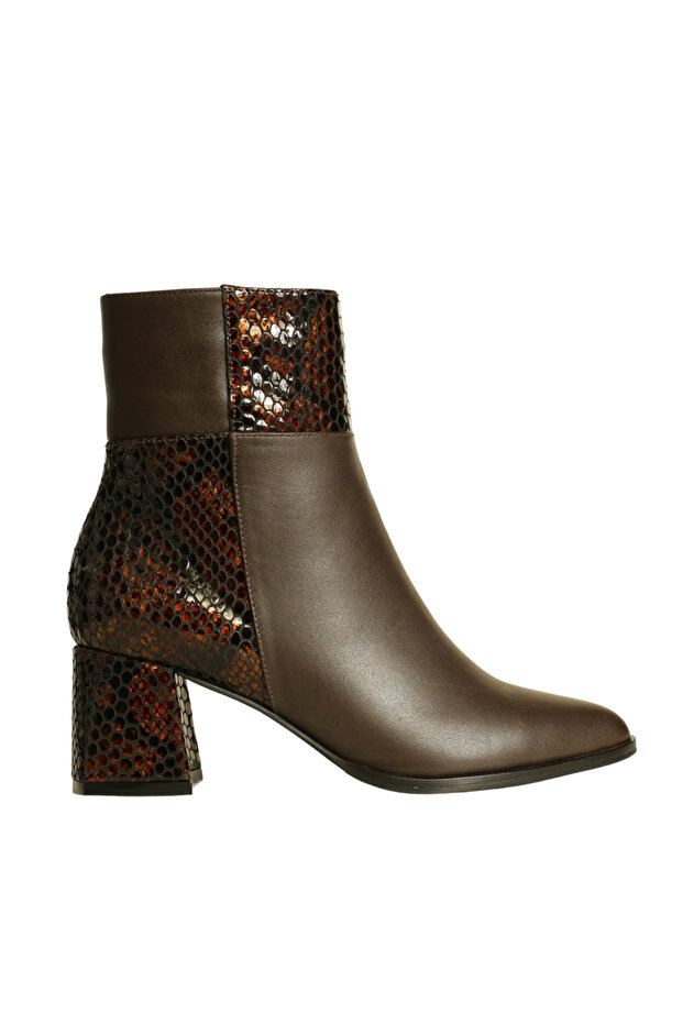 Brown Leather Women's Heeled Boots