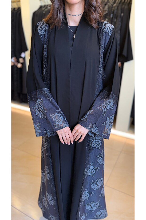 Olive Jacquard Wrap Abaya
