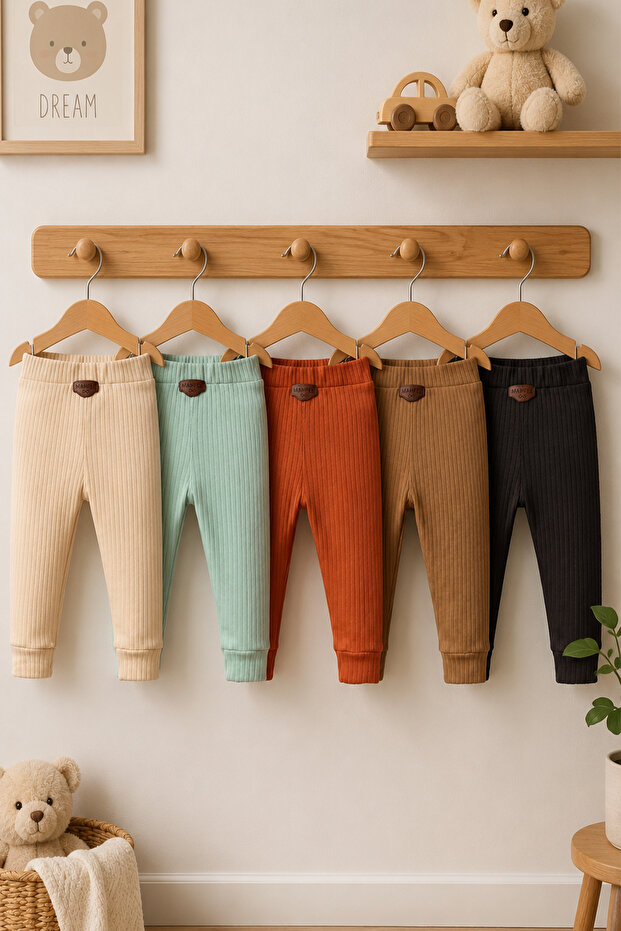 5-Pack 100% Cotton Flexible Ribbed Baby Alpine Pants Unisex