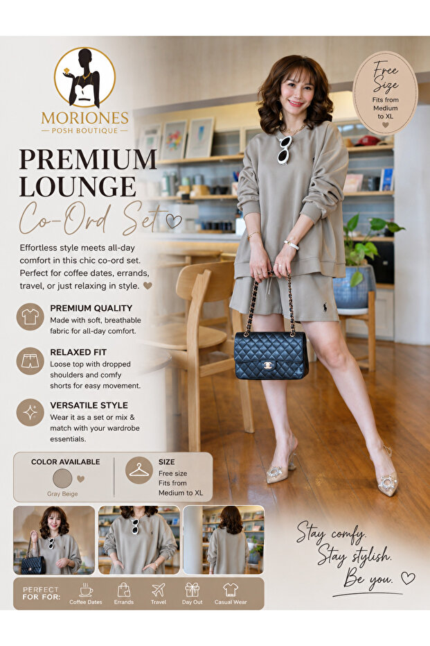 MORIONES PREMIUM LOUNGE COORD SET SWEATSHIRT AND SHORTS