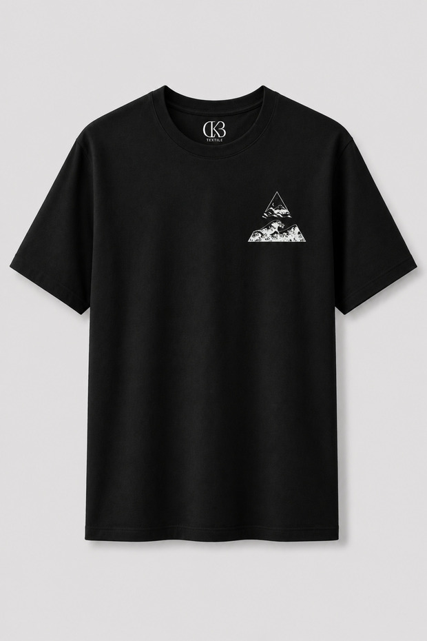 Premium Unisex Printed 100% Cotton Crew Neck Short Sleeve Black T-Shirt
