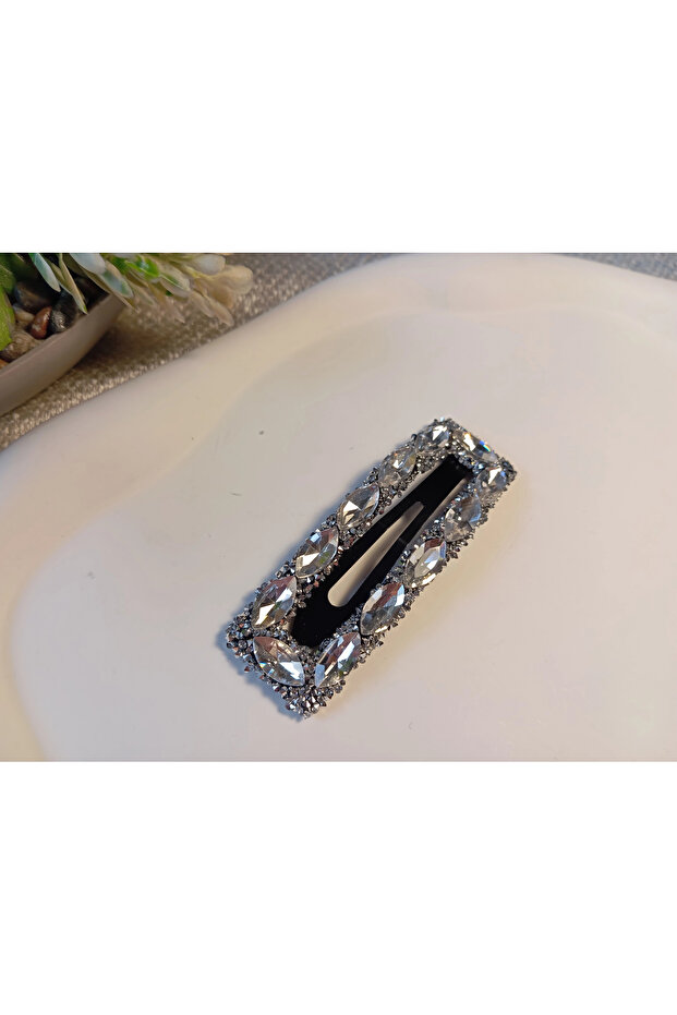 7 cm Crystal Marquise Stone Silver Color Luxury Snap Buckle