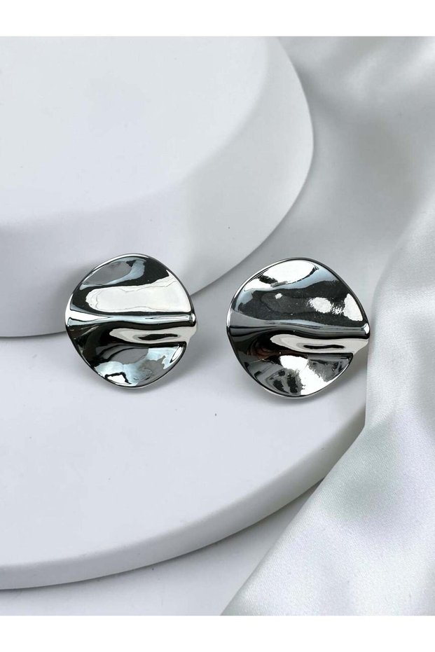 Asymmetric Pattern Silver Earrings