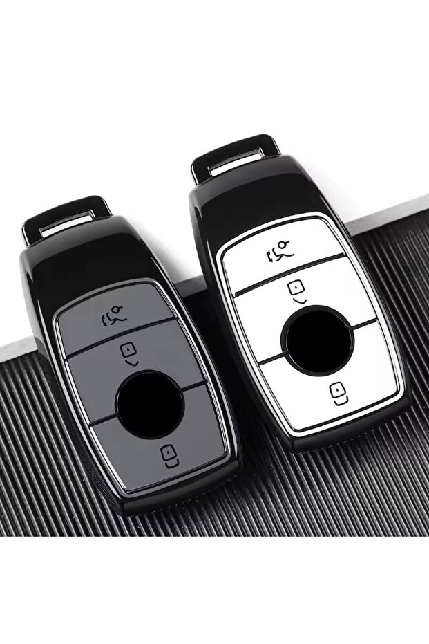 Mercedes Benz 2017-2020 Fbs4 Type White/Grey Tpu Luxury Key Control Case Cover