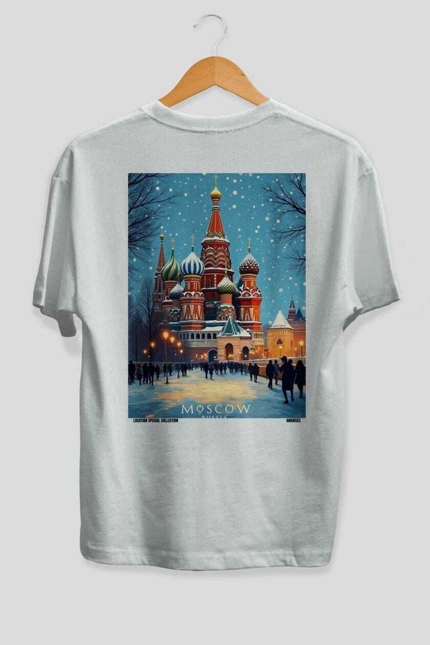 Moscow Russia 2 White Oversize Country City Back Printed Unisex T-Shirt 100% Cotton Premium