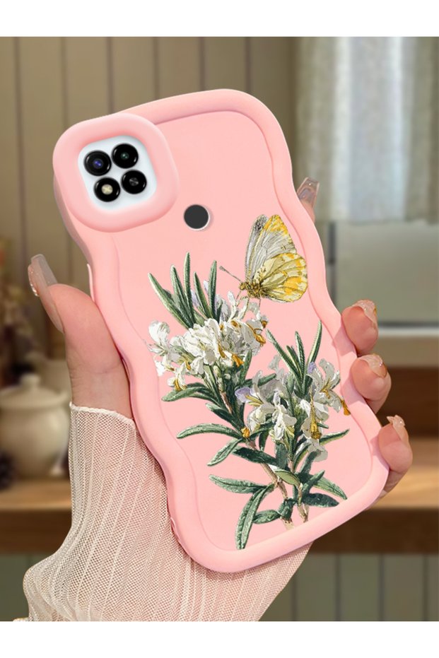 Poco C31 Compatible Case Camera Protector Pink Silicone Couple Phone Case Butterfly Pattern