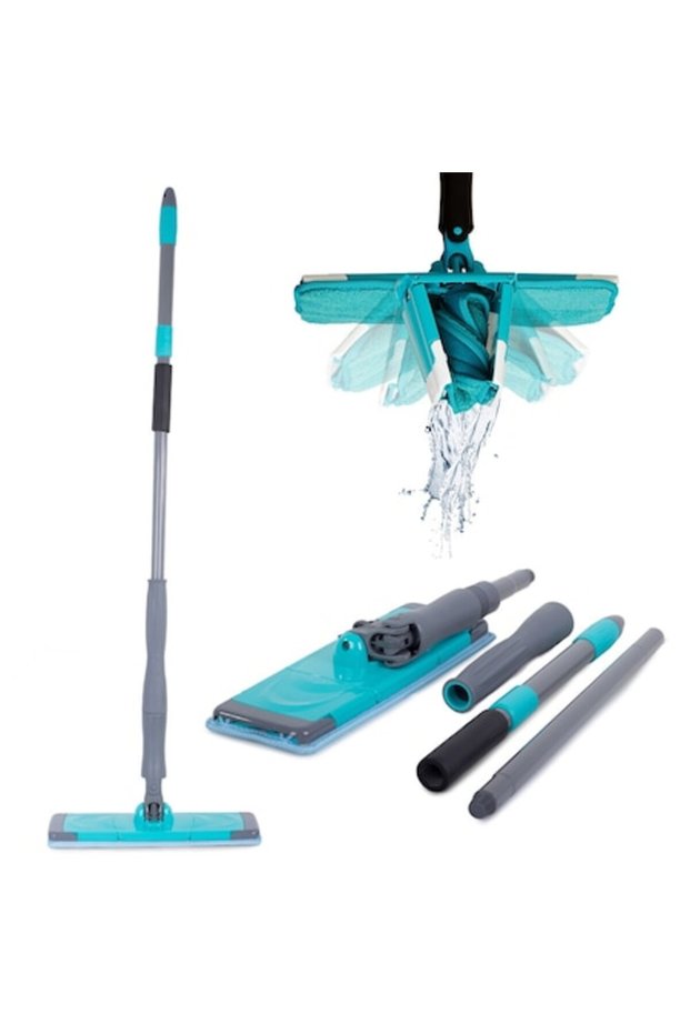 ® Microfiber Rotary Mop, Adjustable Handle, Automatic Twisting, for all Floor Types, Blue