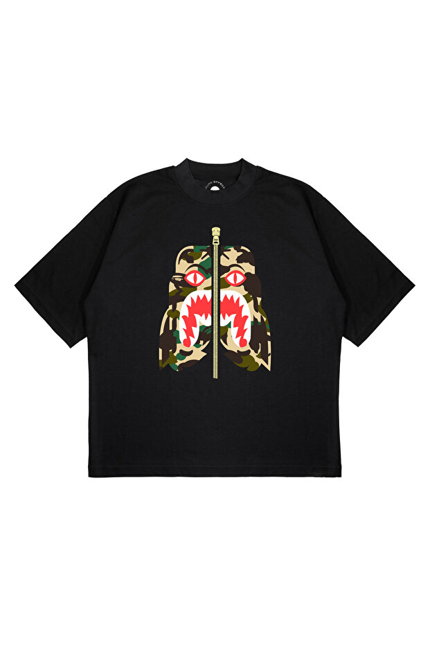 Unisex Oversize Bape Tiger Camo 1St Printed Boxy Fit Thick Fabric (240Gsm) T-Shirt