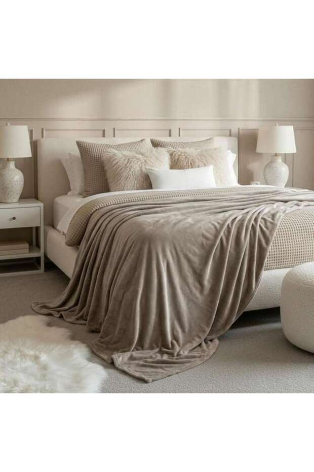 Purecomfort Solid Flannel Blanket 220x240cm - Beige
