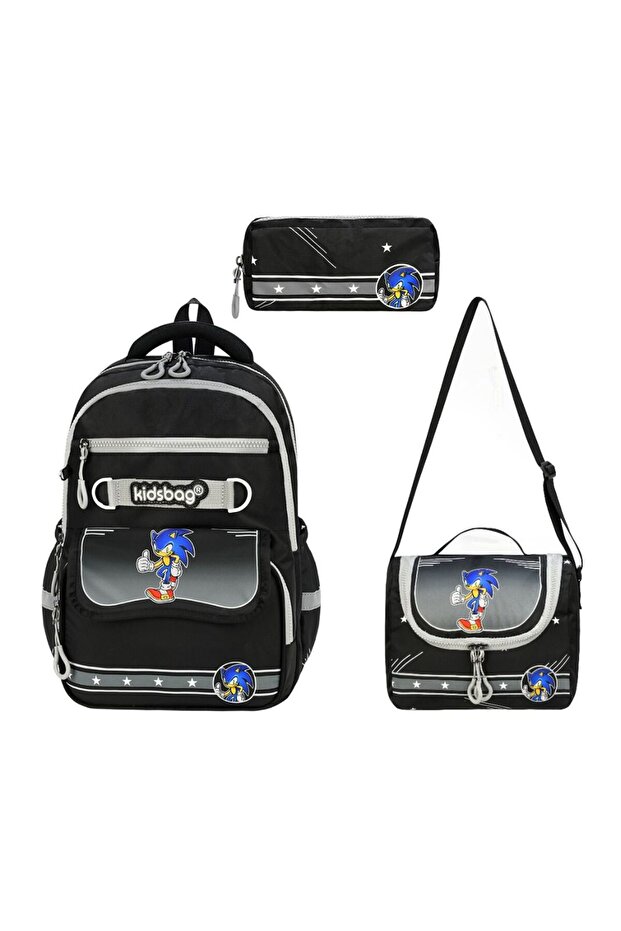 Men's School Bag Waterproof Thermal Insulated Pencil Case Triple School Set