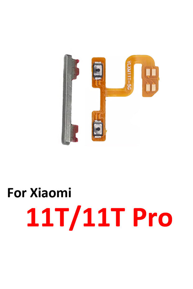 كابل فضي مرن لهاتف MI 11T Pro 5G، زر تشغيل/إيقاف جديد للتحكم بالصوت والإنارة، مفتاح صعود/نزول داخلي