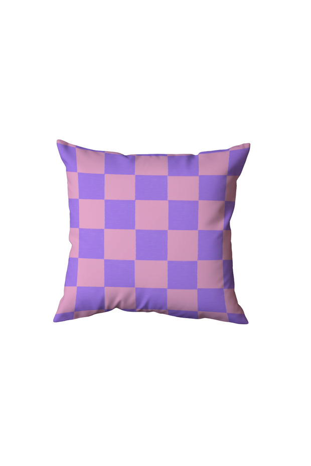 Pink Purple Checkered Pillow, Gift