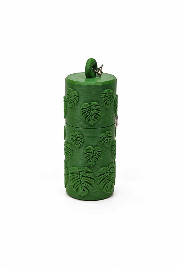Leaf Patterned Mini Storage Box Keychain | Wire Buckle, Ear Studs, Jewelry and Small Item Box