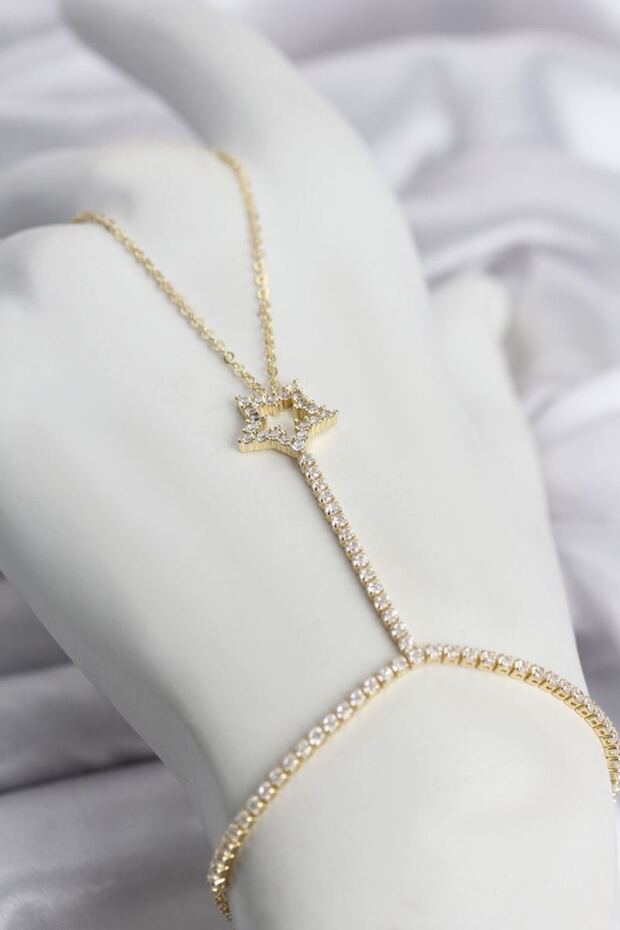 Gold Color Brass Zircon Stone Star Model Şahmeran Tj-Sn775