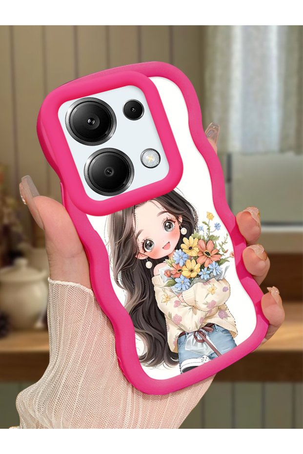 Redmi Note 13 Pro 4g Compatible Case Camera Protector Red Silicone Couple Phone Case Girl Pattern