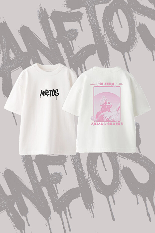 Ariana Grande_140 Design Back Printed Cotton White Oversize T-Shirt