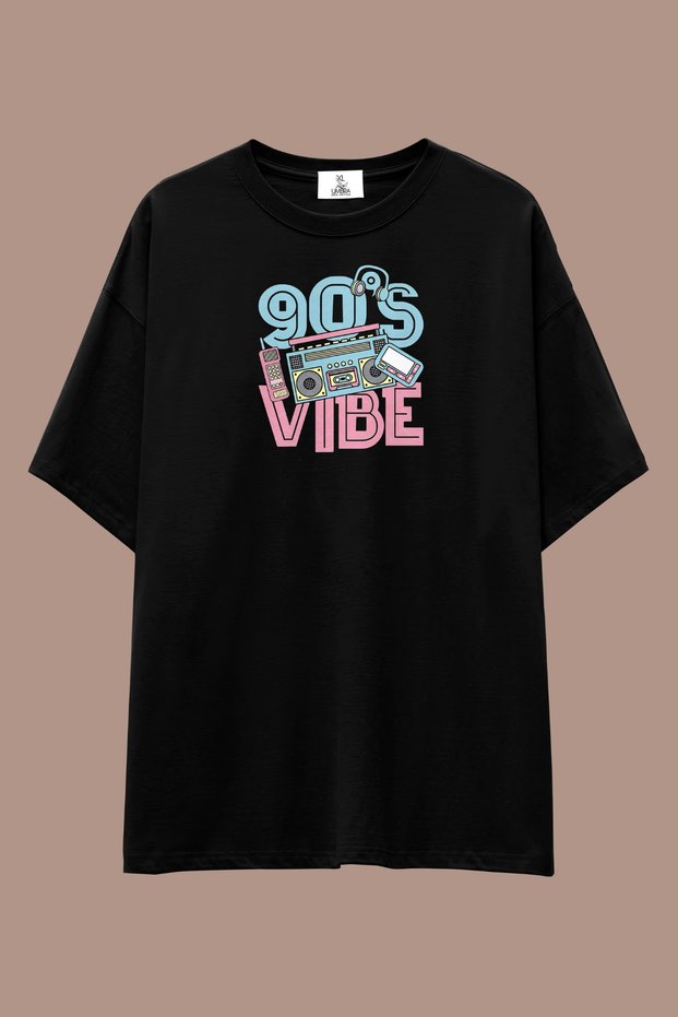 90's Vibe Series Loose Fit T-Shirt | Unisex 100% Cotton Black & White Printed Custom Design Tee