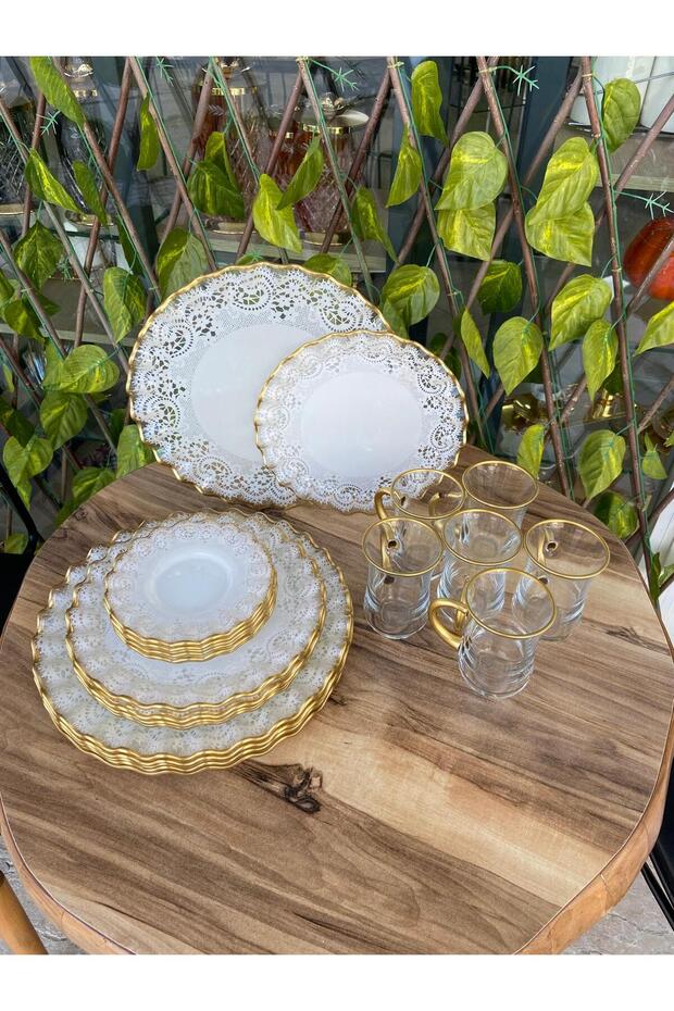 Lace Pattern 24 Piece Set with Handles