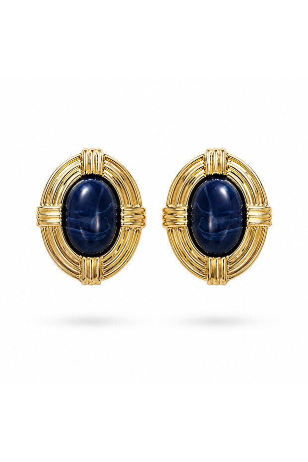 Çelik Dark Blue Küpe