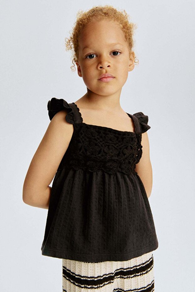 Frill-trimmed cotton top