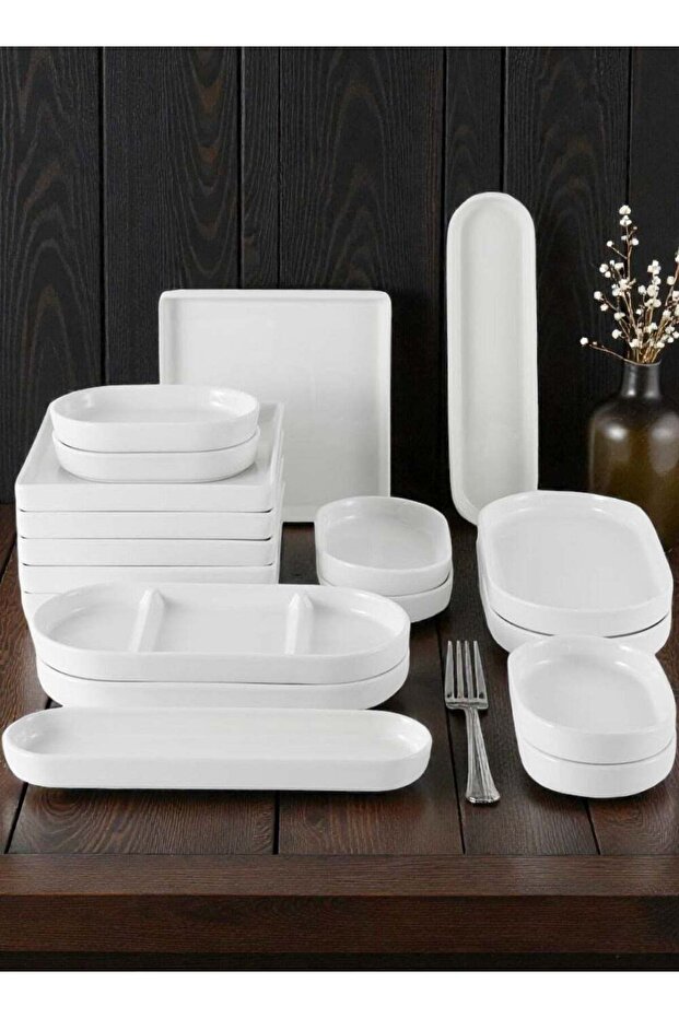 18 piece Porcelain Dinnerware Set, Set for 6, Microwave & Dishwasher Safe, White