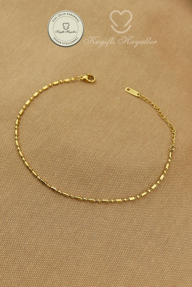 316L Steel Anklet | Çubuk Dorika Chain Steel Anklet 20+5 cm Does Not Tarnish Does Not Fade