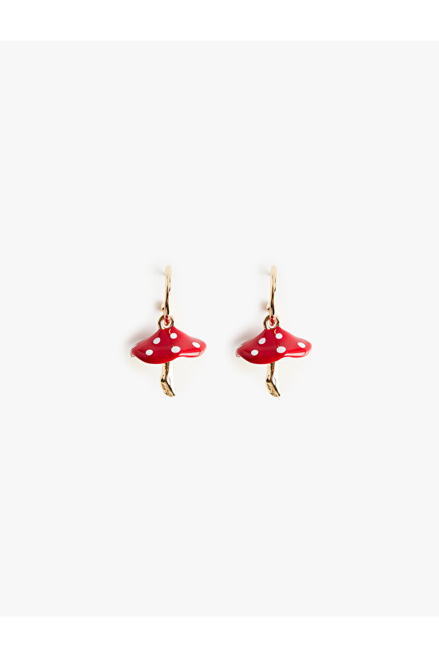Dangle Mushroom Charm Hoop Earrings