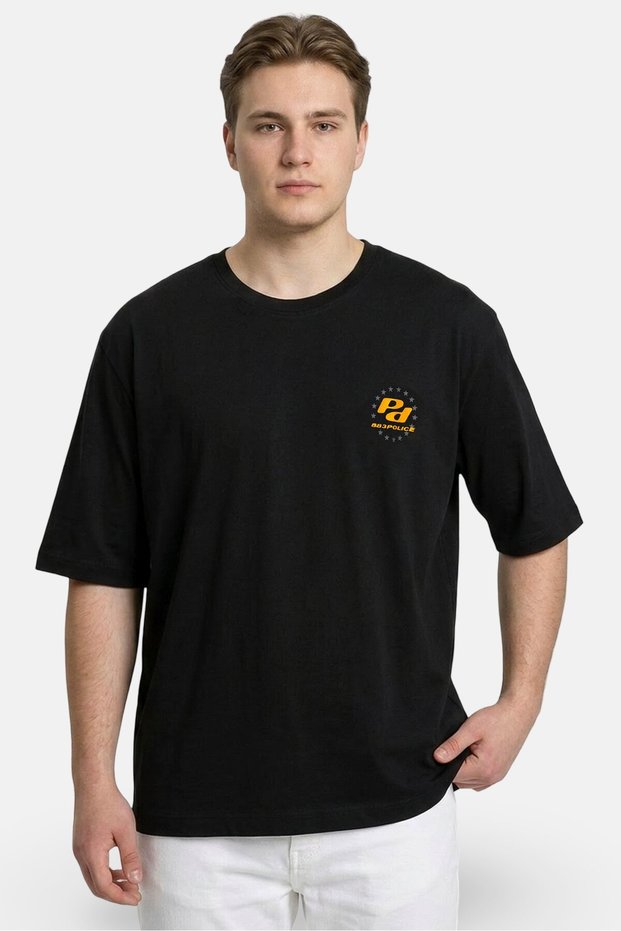 Men Crew Neck Short Sleeve Graphic Print T-Shirt, Black