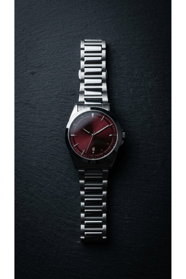 Men's Cocoa Brown Burgundy White Metal Steel Band Calendar Wristwatch Trend Luxury Casual Sports Wristwatch