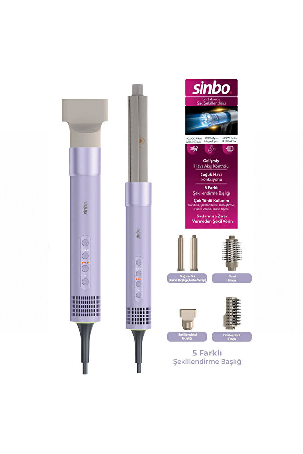 Sinbo Hair Styling Device - 5 Heads - 3-Level Speed and Temperature Settings