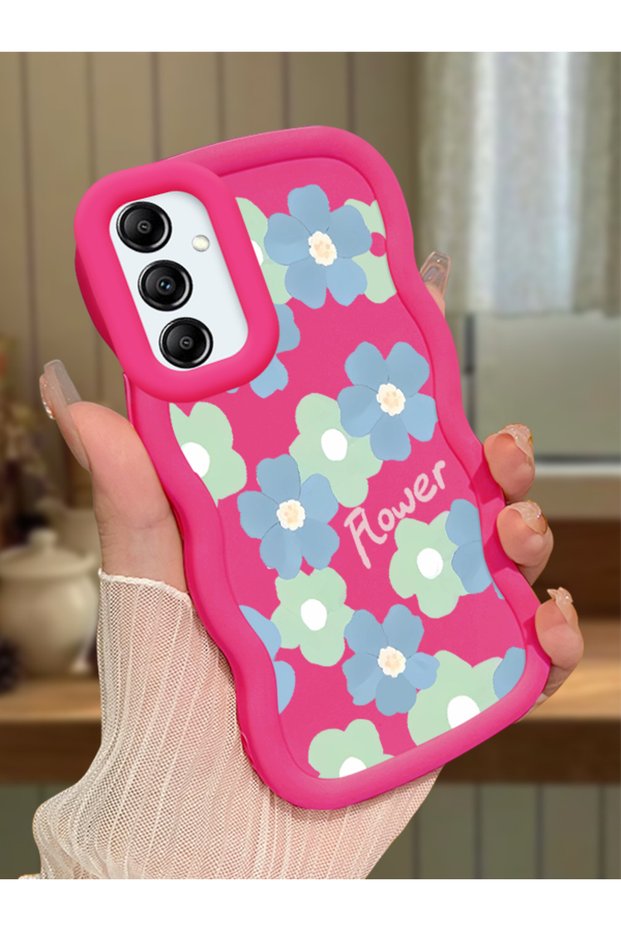 Samsung Galaxy A14 5g Compatible Case Camera Protector Red Silicone Couple Phone Case Floral Pattern