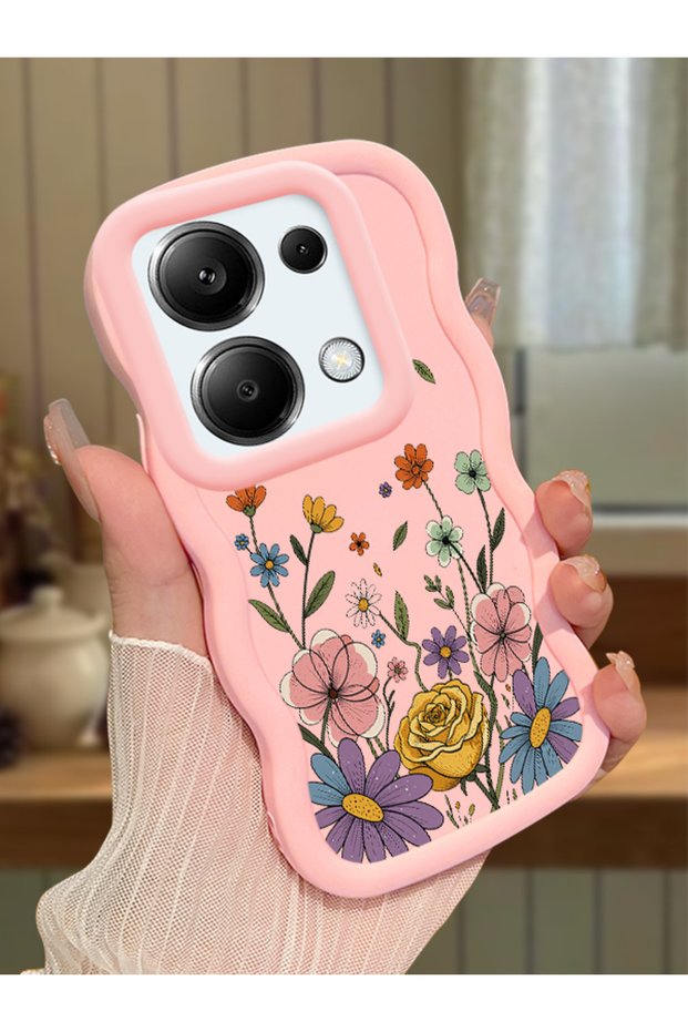 Redmi Note 13 Pro 4g Compatible Case Camera Protector Pink Silicone Couple Phone Case Floral Pattern