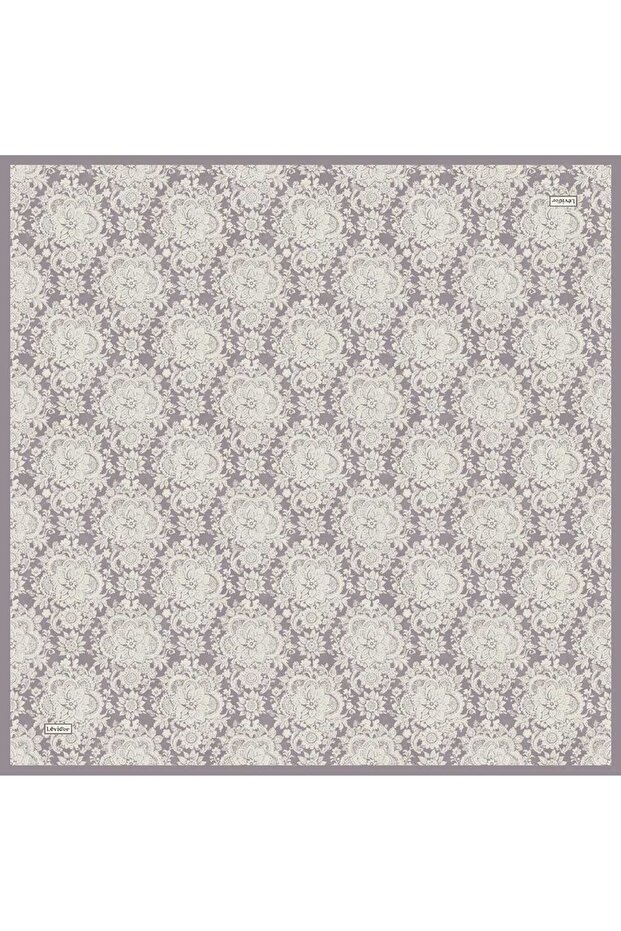 Light Gray Mine Floral Pattern Twill Silk Scarf