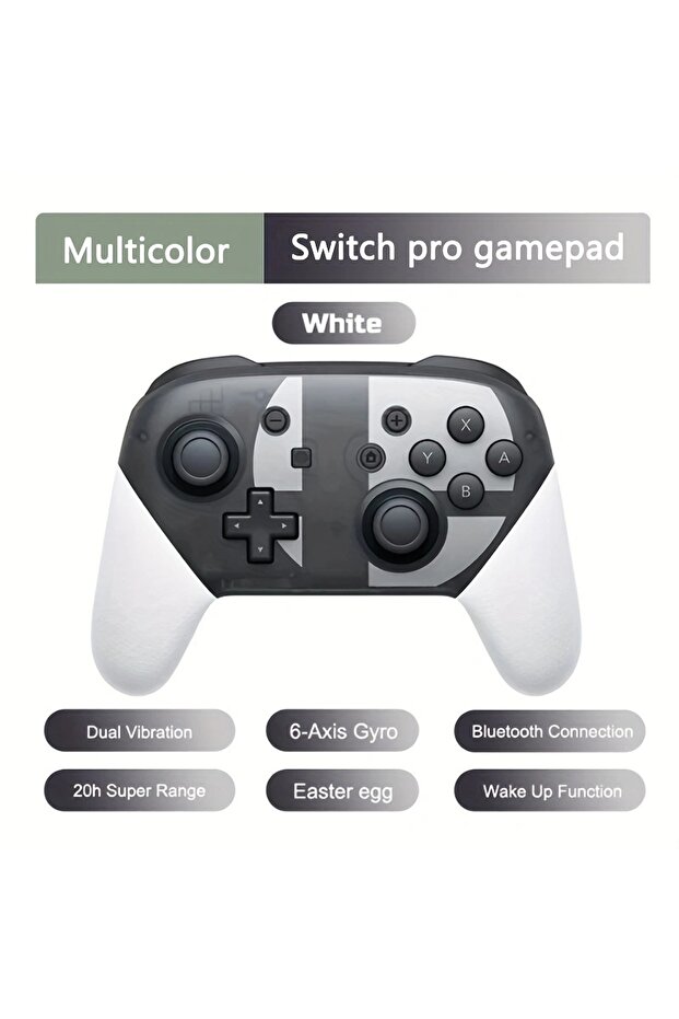 وحدة تحكم Switch Pro بيضاء متوافقة مع Switch/OLED/Lite، وحدة تحكم Switch لاسلكية - 1