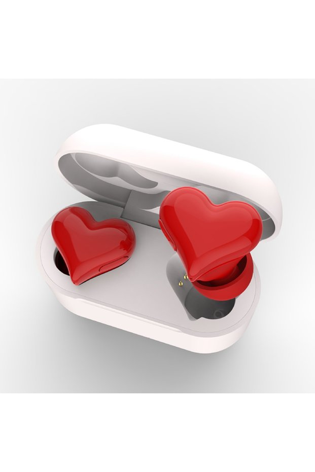 Red AQ10-Cute Heart-Shaped Wireless Headphones-The Favorite Fashionable Gift for Girls. With a Beaut