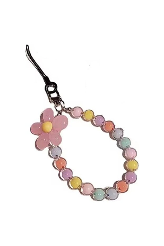 Mobile Phone Strap, Beaded Flower Bracelet, Creative Hanging Rope Keychain Mobile Phone Lanyard Beaded Flower