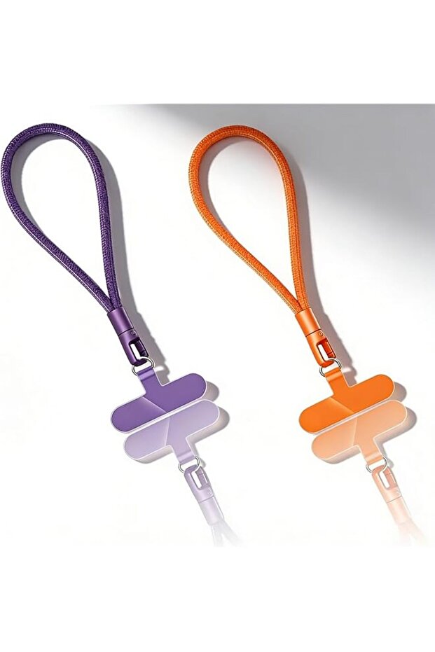 Purple & Orange Phone Lanyard, 2-Pack Nylon Wrist & Neck Strap with 360° Swivel Hook,
