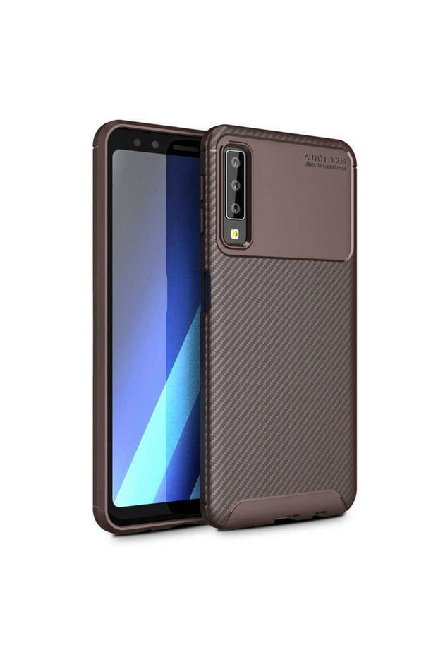Case Compatible for Samsung Galaxy A7 2018 Carbon Design Slim Camera Lens Protected Cover