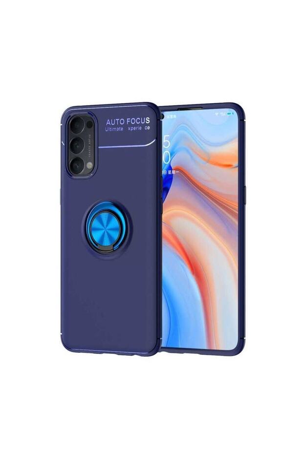 Silicone Ravel Cover with Rotatable Ring Stand for Oppo Reno 4 Compatible Mobile Phone