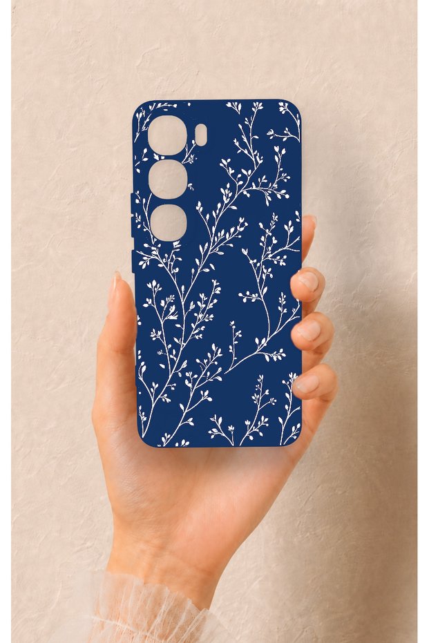 Vivo V40 Lite 5g Compatible Thin Leaf Branch Pattern Silicone Case
