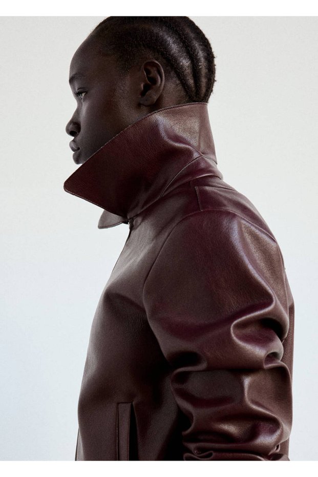 Faux leather zip jacket