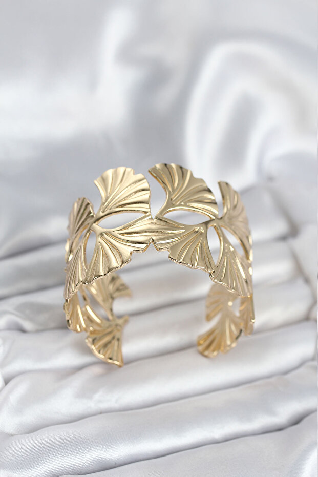 Brass Gold Color Sheet Fan Model Women's Bracelet