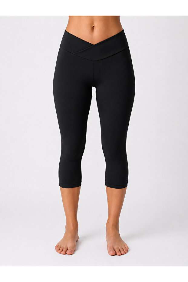 3 Pieces Women's Belted High Waist Diving Fabric Capri Tights