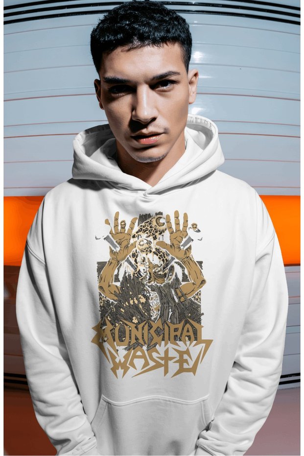 Municipal Waste Rock Metal Music Band Back Printed Unisex Oversize Premium Hoodie