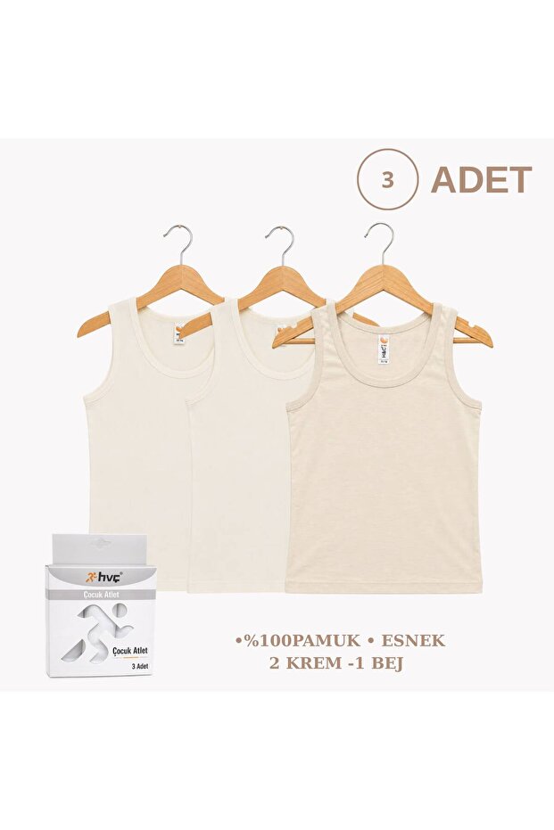Girl's 3-Piece 100% Cotton Thick Strap Undershirt White Soft Textured Breathable Underwear (1-14 Years)