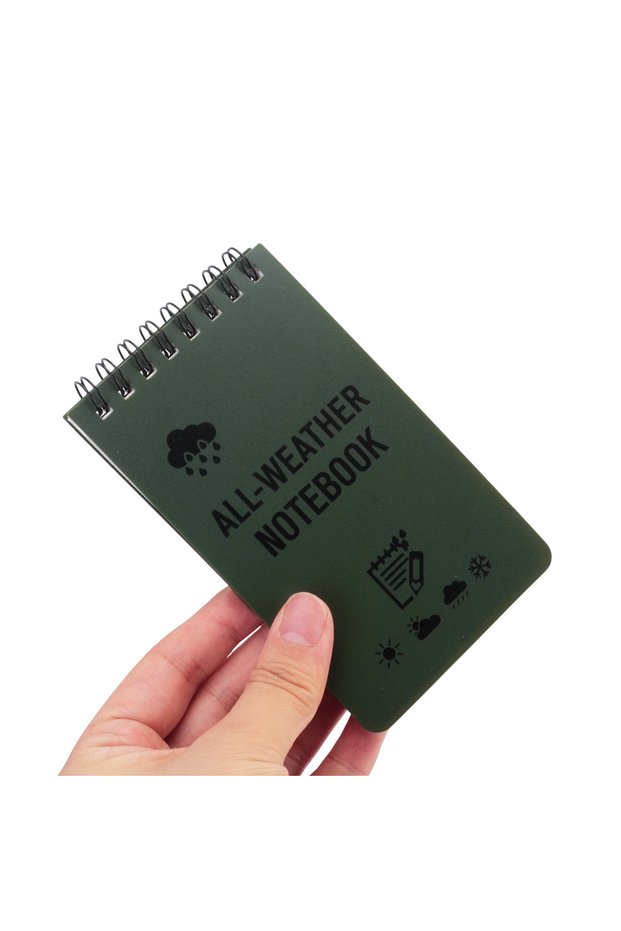 Green 1pcs Waterproof Notebook Tactical All-Weather Spiral Memo Paper Notepad with Waterproof Grid f